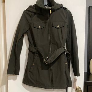 NWT Size Small Olive Green Belted Zip Jacket With Hood